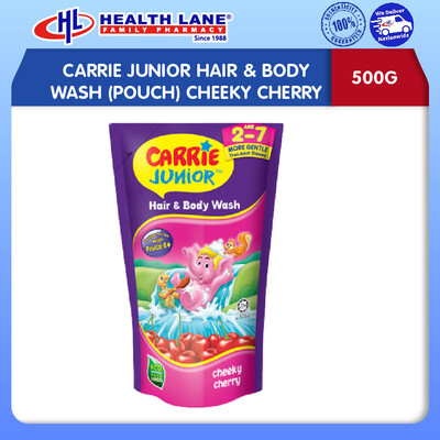 CARRIE JUNIOR RAMBUT & SABUN BADAN (POUCH) CHEEKY CHERRY 500G